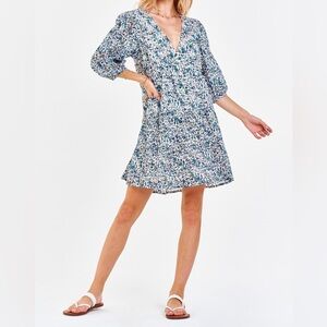 Dear John Paloma Novelty Dress Felicity Eyelet Deep V Neck Floral Size Large